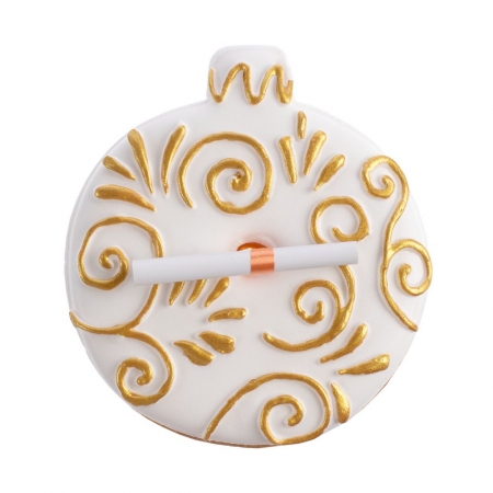 Печенье с предсказанием «Елочный шар», белое купить с нанесением логотипа оптом на заказ в интернет-магазине Санкт-Петербург