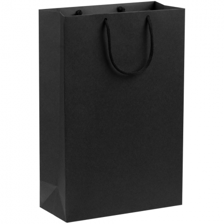Пакет бумажный Porta, средний, черный купить с нанесением логотипа оптом на заказ в интернет-магазине Санкт-Петербург