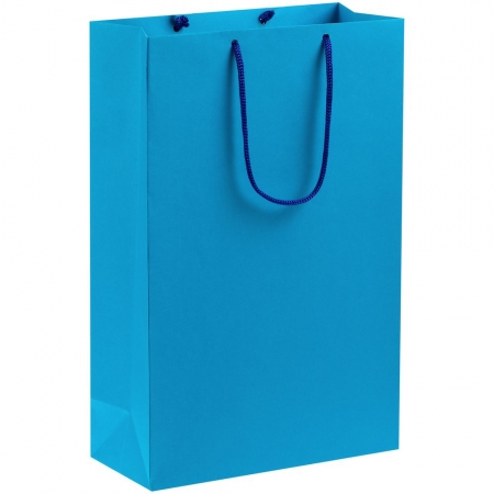 Пакет бумажный Porta, средний, голубой купить с нанесением логотипа оптом на заказ в интернет-магазине Санкт-Петербург