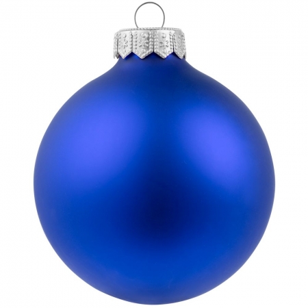 Елочный шар Gala Night Matt в коробке с тиснением, синий, 8 см купить с нанесением логотипа оптом на заказ в интернет-магазине Санкт-Петербург