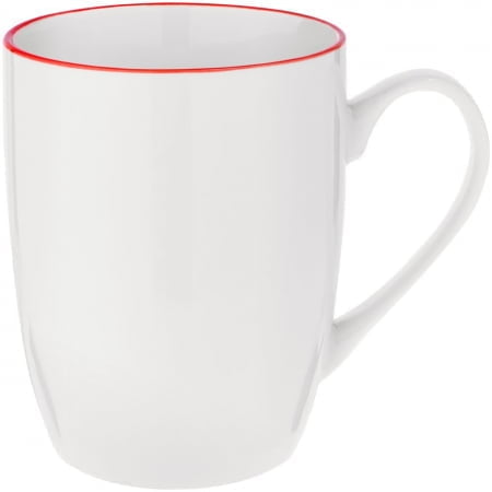 Кружка Simmy, белая с красным купить с нанесением логотипа оптом на заказ в интернет-магазине Санкт-Петербург