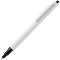 Ручка шариковая Tick, белая с черным купить с нанесением логотипа оптом на заказ в интернет-магазине Санкт-Петербург