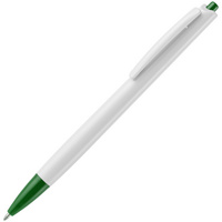 Ручка шариковая Tick, белая с зеленым купить с нанесением логотипа оптом на заказ в интернет-магазине Санкт-Петербург
