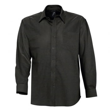Рубашка мужская с длинным рукавом BOSTON, черная купить с нанесением логотипа оптом на заказ в интернет-магазине Санкт-Петербург
