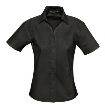 Рубашка женская с коротким рукавом ELITE, черная купить с нанесением логотипа оптом на заказ в интернет-магазине Санкт-Петербург