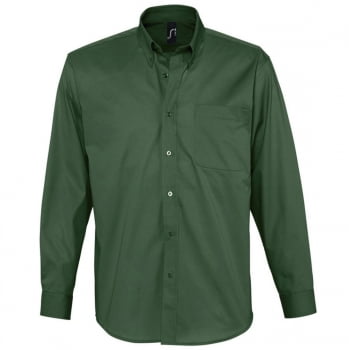 Рубашка мужская с длинным рукавом BEL AIR, темно-зеленая купить с нанесением логотипа оптом на заказ в интернет-магазине Санкт-Петербург