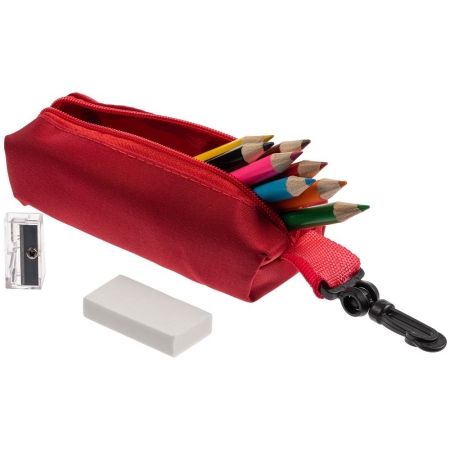Набор Hobby с цветными карандашами, ластиком и точилкой, красный купить с нанесением логотипа оптом на заказ в интернет-магазине Санкт-Петербург