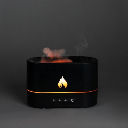 Увлажнитель-ароматизатор с имитацией пламени Fuego, черный купить с нанесением логотипа оптом на заказ в интернет-магазине Санкт-Петербург