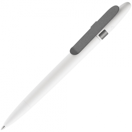 Ручка шариковая Prodir DS5 TSM Metal Clip, белая с серым купить с нанесением логотипа оптом на заказ в интернет-магазине Санкт-Петербург
