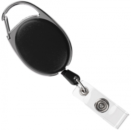 Ретрактор Access New с карабином, черный купить с нанесением логотипа оптом на заказ в интернет-магазине Санкт-Петербург