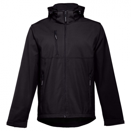 Куртка софтшелл мужская Zagreb, черная купить с нанесением логотипа оптом на заказ в интернет-магазине Санкт-Петербург
