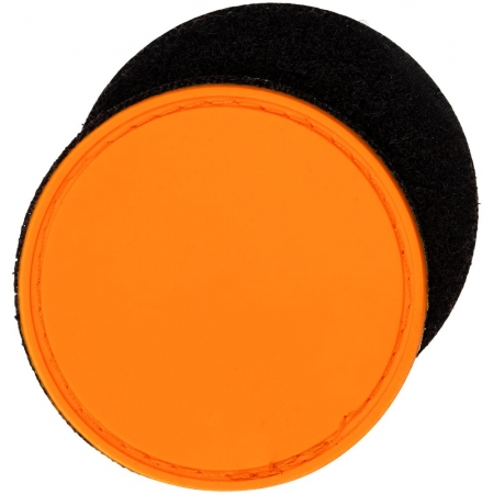 Лейбл из ПВХ с липучкой Menteqo Round, оранжевый неон купить с нанесением логотипа оптом на заказ в интернет-магазине Санкт-Петербург