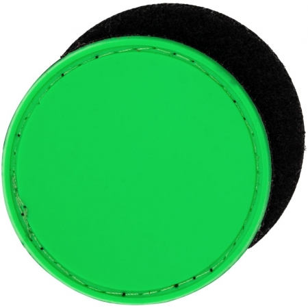 Лейбл из ПВХ с липучкой Menteqo Round, зеленый неон купить с нанесением логотипа оптом на заказ в интернет-магазине Санкт-Петербург