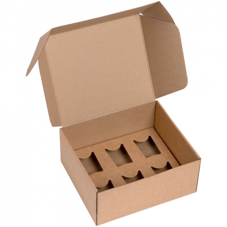 Коробка Grande с ложементом для стопок, крафт купить с нанесением логотипа оптом на заказ в интернет-магазине Санкт-Петербург