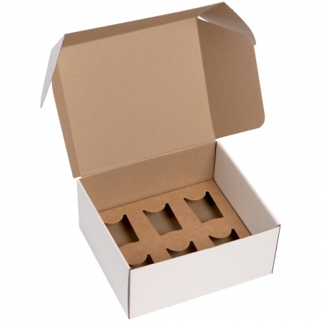 Коробка Grande с ложементом для стопок, белая купить с нанесением логотипа оптом на заказ в интернет-магазине Санкт-Петербург