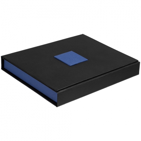 Коробка Plus, черная с синим купить с нанесением логотипа оптом на заказ в интернет-магазине Санкт-Петербург