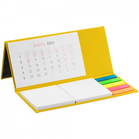 Календарь настольный Grade, желтый купить с нанесением логотипа оптом на заказ в интернет-магазине Санкт-Петербург