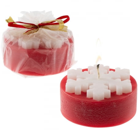 Свеча «Снежинка», красная купить с нанесением логотипа оптом на заказ в интернет-магазине Санкт-Петербург