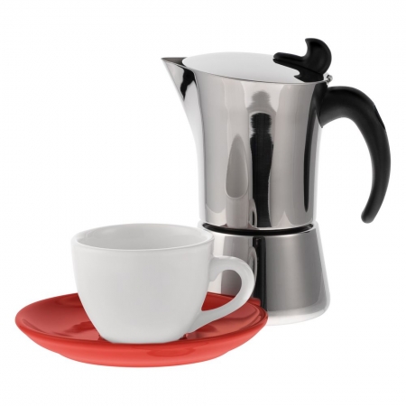 Набор для кофе Cozy Morning, белый с красным купить с нанесением логотипа оптом на заказ в интернет-магазине Санкт-Петербург