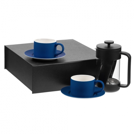 Набор для чая на 2 персоны Best Morning, синий купить с нанесением логотипа оптом на заказ в интернет-магазине Санкт-Петербург