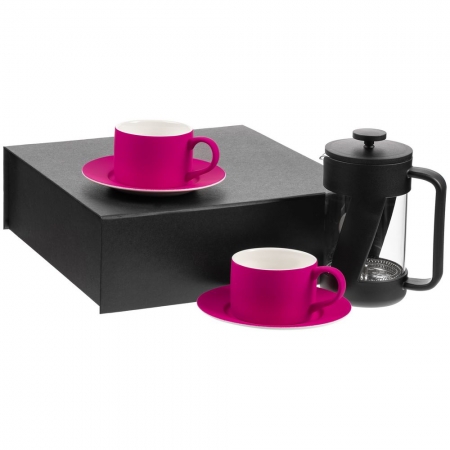 Набор для чая на 2 персоны Best Morning, ярко-розовый купить с нанесением логотипа оптом на заказ в интернет-магазине Санкт-Петербург