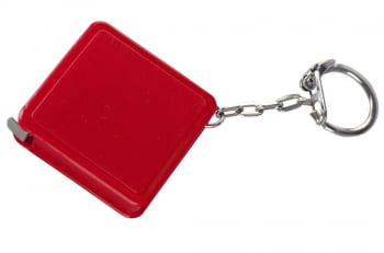 Брелок Square с рулеткой 1 м, красный купить с нанесением логотипа оптом на заказ в интернет-магазине Санкт-Петербург