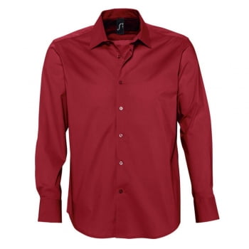 Рубашка мужская с длинным рукавом BRIGHTON, красная купить с нанесением логотипа оптом на заказ в интернет-магазине Санкт-Петербург