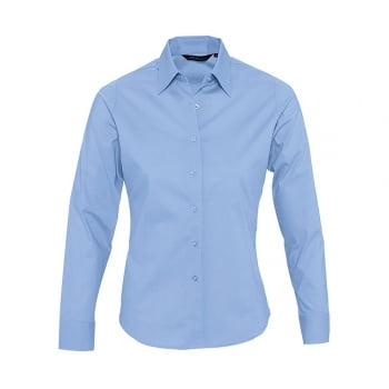 Рубашка женская с длинным рукавом EDEN 140 голубая купить с нанесением логотипа оптом на заказ в интернет-магазине Санкт-Петербург