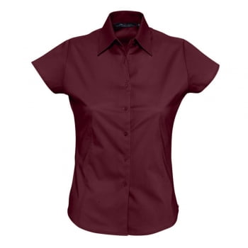 Рубашка женская с коротким рукавом EXCESS, бордовая купить с нанесением логотипа оптом на заказ в интернет-магазине Санкт-Петербург