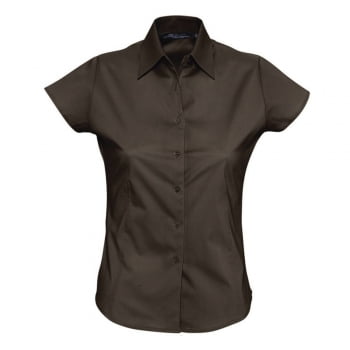 Рубашка женская с коротким рукавом EXCESS, темно-коричневая купить с нанесением логотипа оптом на заказ в интернет-магазине Санкт-Петербург