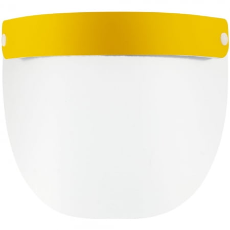 Прозрачный экран для лица Barrier, немедицинский, с желтой лентой купить с нанесением логотипа оптом на заказ в интернет-магазине Санкт-Петербург