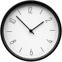 Часы настенные Lander, белые с черным купить с нанесением логотипа оптом на заказ в интернет-магазине Санкт-Петербург