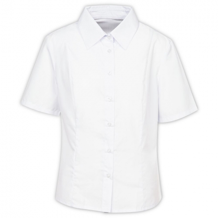 Рубашка женская с коротким рукавом Collar, белая купить с нанесением логотипа оптом на заказ в интернет-магазине Санкт-Петербург