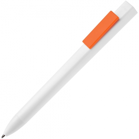 Ручка шариковая Swiper SQ, белая с оранжевым купить с нанесением логотипа оптом на заказ в интернет-магазине Санкт-Петербург