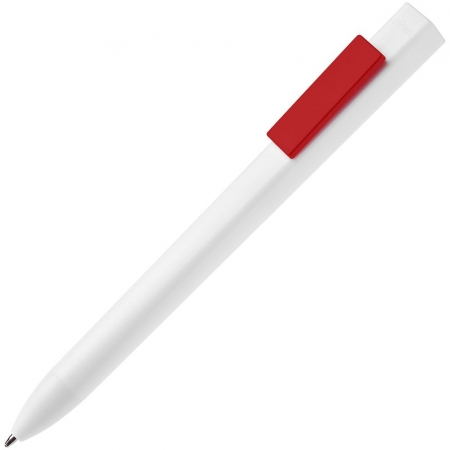 Ручка шариковая Swiper SQ, белая с красным купить с нанесением логотипа оптом на заказ в интернет-магазине Санкт-Петербург