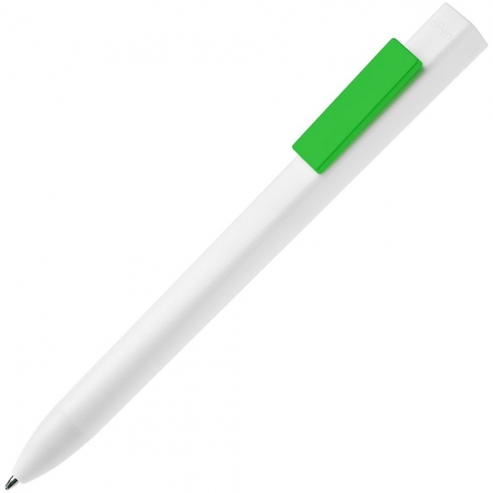 Ручка шариковая Swiper SQ, белая с зеленым купить с нанесением логотипа оптом на заказ в интернет-магазине Санкт-Петербург