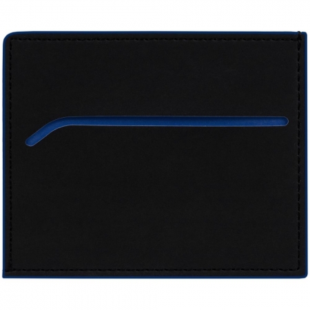 Картхолдер Multimo, черный с синим купить с нанесением логотипа оптом на заказ в интернет-магазине Санкт-Петербург