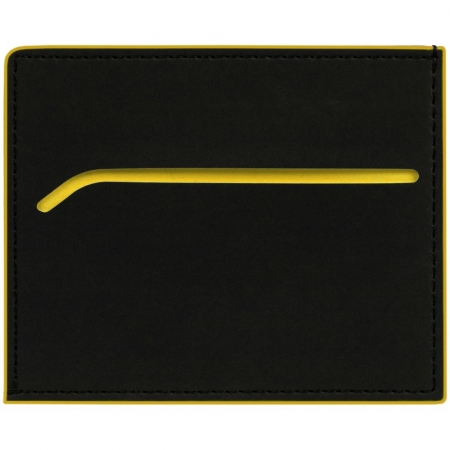 Картхолдер Multimo, черный с желтым купить с нанесением логотипа оптом на заказ в интернет-магазине Санкт-Петербург