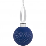 Елочный шар Chain с лентой, 8 см, синий
