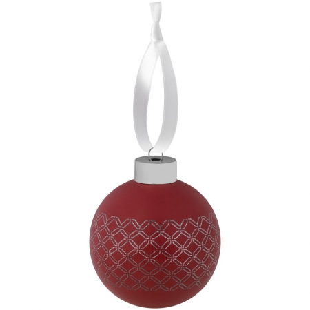 Елочный шар Queen с лентой, 8 см, красный купить с нанесением логотипа оптом на заказ в интернет-магазине Санкт-Петербург