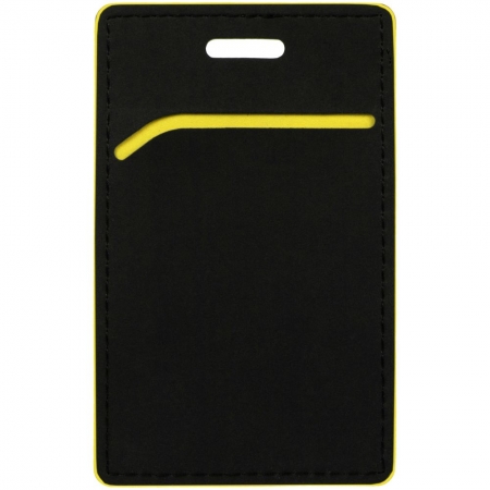 Чехол для пропуска Multimo, черный с желтым купить с нанесением логотипа оптом на заказ в интернет-магазине Санкт-Петербург
