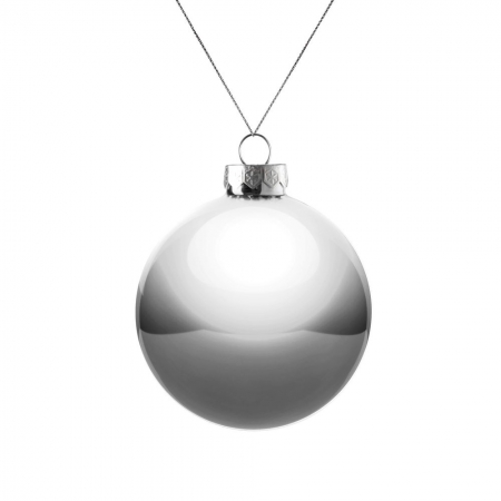 Елочный шар Finery Gloss, 8 см, глянцевый серебристый купить с нанесением логотипа оптом на заказ в интернет-магазине Санкт-Петербург