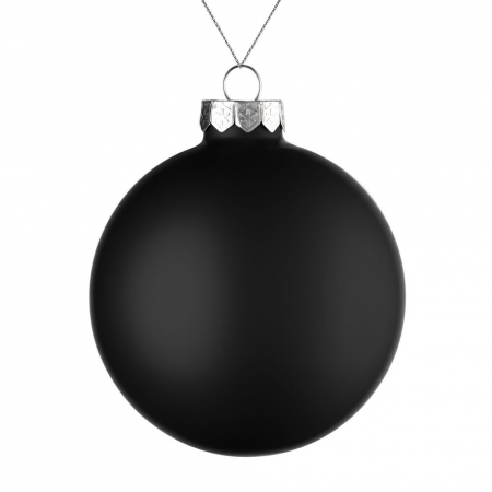 Елочный шар Finery Matt, 10 см, матовый черный купить с нанесением логотипа оптом на заказ в интернет-магазине Санкт-Петербург