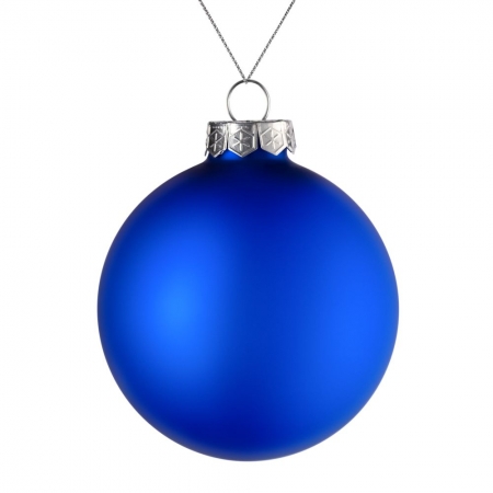 Елочный шар Finery Matt, 10 см, матовый синий купить с нанесением логотипа оптом на заказ в интернет-магазине Санкт-Петербург