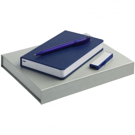 Набор Basis Mini: ежедневник, флешка и ручка, синий купить с нанесением логотипа оптом на заказ в интернет-магазине Санкт-Петербург