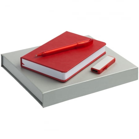 Набор Basis Mini: ежедневник, флешка и ручка, красный купить с нанесением логотипа оптом на заказ в интернет-магазине Санкт-Петербург