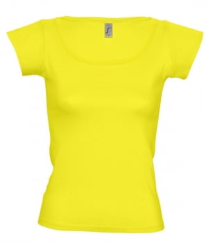 Футболка женская MELROSE 150 с глубоким вырезом, лимонно-желтая купить с нанесением логотипа оптом на заказ в интернет-магазине Санкт-Петербург