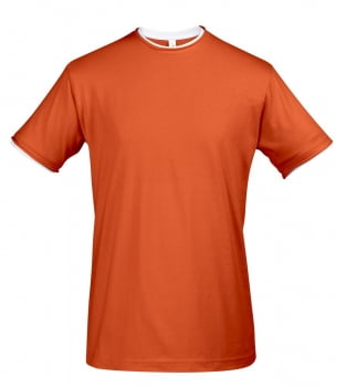 Футболка мужская с контрастной отделкой MADISON 170, оранжевый/белый купить с нанесением логотипа оптом на заказ в интернет-магазине Санкт-Петербург