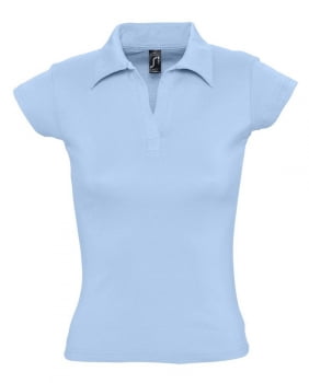 Рубашка поло женская без пуговиц PRETTY 220, голубая купить с нанесением логотипа оптом на заказ в интернет-магазине Санкт-Петербург