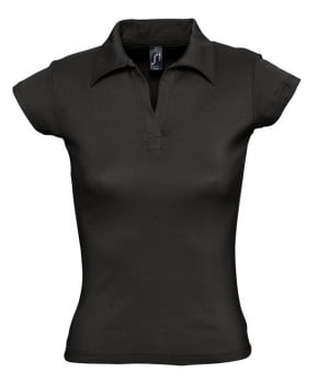 Рубашка поло женская без пуговиц PRETTY 220, черная купить с нанесением логотипа оптом на заказ в интернет-магазине Санкт-Петербург